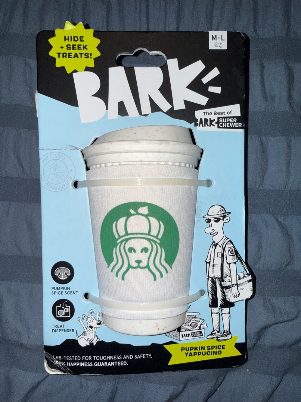 BARK Pumpkin Spice Yappuccino Dog Toy - White NEW Super Chewer